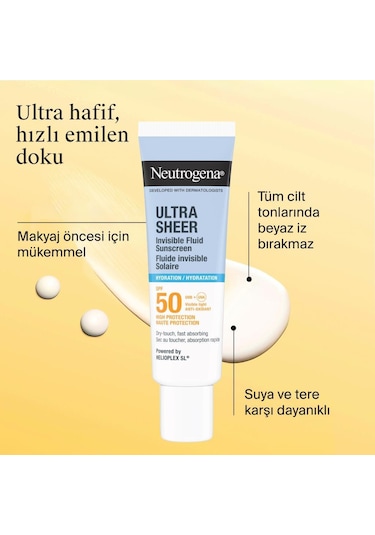 Neutrogena Ultra Sheer Hydrating Fluid Spf50 Yüz Güneş Koruyucu, 50 Ml