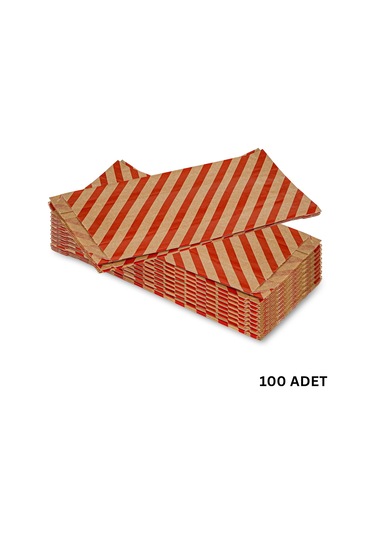 Körüklü Kraft Kese Kağıdı, Kırmızı Verev Desenli Şamua Hediye, Am