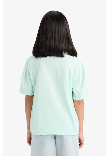 Defacto Kız Çocuk Relax Fit Bisiklet Yaka Baskılı Kısa Kollu Tişört E0389a825smtr413 Turkuaz