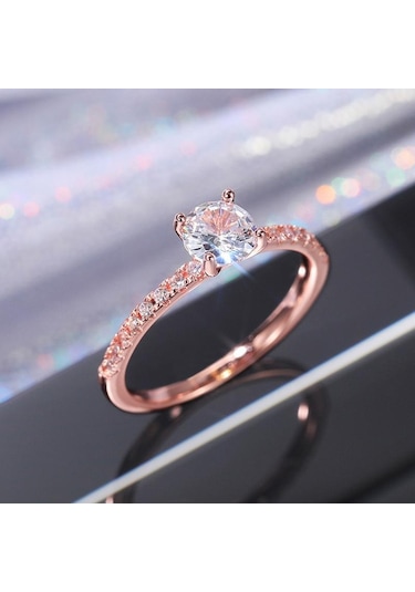 Gül Altın 1 Adet Erkek Işıltılı Ve Göz Kamaştırıcı Zirkonya Nişan Veya Alyans Onun İçin 9 Çok Renkli