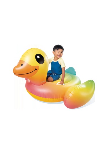 Küçük Ördek Figürlü Tırabzanlı Şişme Deniz Yatağı Çok Renkli