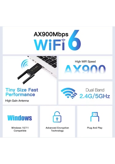 Fu-ax900 Wifi-6+bluetooth 5.3 Adaptörü Yüksek Çekim Ce Sertifika