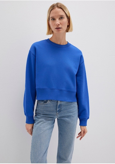 Mavi Kadın Bisiklet Yaka Sweatshırt Parlak Mavi 1s10389-70576 Mavi