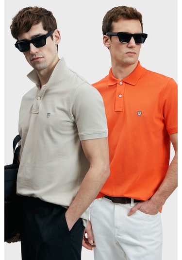 Lufian Erkek T Shirt 111040206s2 Ekru-turuncu Ekru - Turuncu