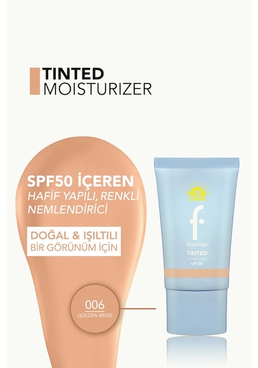 Flormar Sun Lovers Nemlendirici Etkili & Doğal Bitişli Renkli Güneş Koruyucu SPF50 006 Golden Beige
