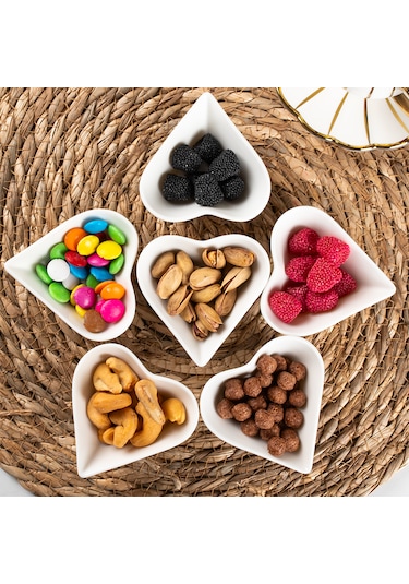 Porsima Bone 15689 6lı Kalpli Kase Seti Mini Sosluk Çerezlik Kase