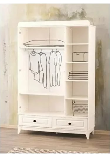 Boss 3 Kapılı Dolap, Bebek Ve Genç Odası Dolap Beyaz