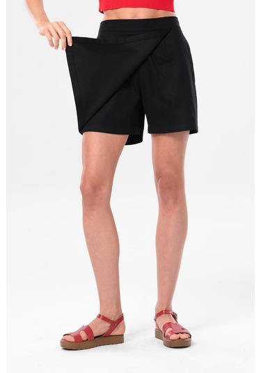 Sinem Gabardin Yazlık Şort Etek Siyah Syh-siyah Siyah