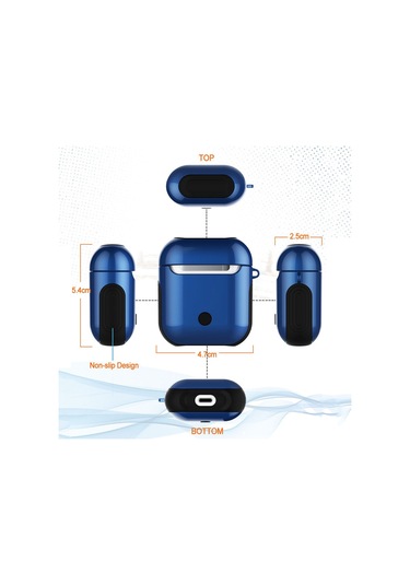 Vernikli Pc Bluetooth Kulaklık Kılıfı  Airpods Uyumlu 1/2 İçin Anti-kayıp Saklama Çantası Mavi