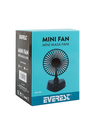 Everest Efn 504 Taşınabilir Masaüstü Siyah Usb Fan