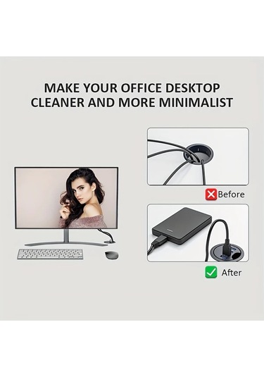 Xuweiwei Siyah 4 Port Usb 3 0 Hub 60mm Masa Grommet Splitter Dock Istasyonu Usb Guc Modu 36v Elektronik Bilesenler Yok