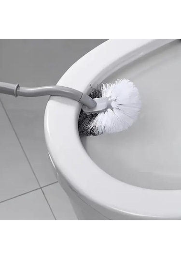 Cordial Ergonomik C Tipi Uzun Saplı Klozet Fırçası - Gri, Yeniden Kullanılabilir