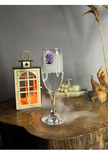 Şampanya Kadehi Ağaç Figürlü 2'li Şeffaf