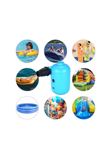 Fortunelane İki Yönlü Mavi Usb Elektrikli Hava Pompa - Pvc Materyal - 5v Dc 2a 4 Fişli Şişirme Havalandırma Cihazı