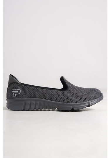 Kadın Fileli Bez Yazlık Spor Babet Koyu Gri