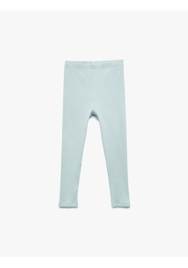 Koton Pamuklu Beli Lastikli Ribanalı Basic Uzun Tayt Mavi 6wmg40016ak Mavi