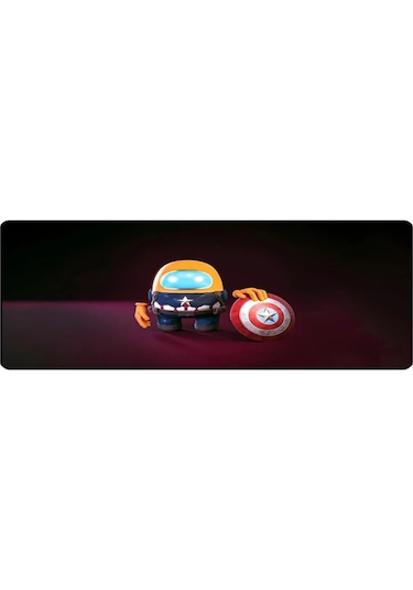 Alkese 70x30 Cm Among Us Desenli Dikişli Kaydırmaz Tabanlı Oyuncu Mouse Pad