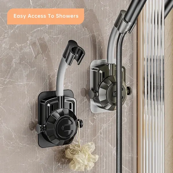 Elmpaly Duş Başlığı Askısı Deliksiz Siyah Tek Parça Modern Banyo Aksesuarı Siyah