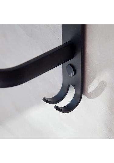 Pazly 16 Çift Havluluk, Pratik Hooks İle Banyo Mat Siyah Paslanmaz Çelik Havlu Rafı, Toz Geçirmez Banyo Aksesuarları Siyah Siyah