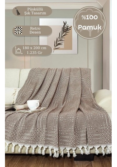 Battaniye Pamuk Riona 180x200 Cm Kahve