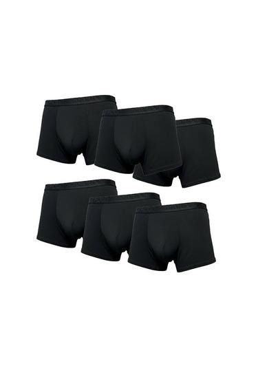 Erkek 6 Lı Boxer Seti Siyah Renk Esnek Bel Lastikli Modal Siyah