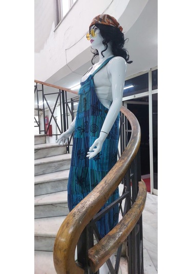 Hint Otantik Yıkamalı Taşlanmış Turkuaz Şalvar Tulum Çok Renkli