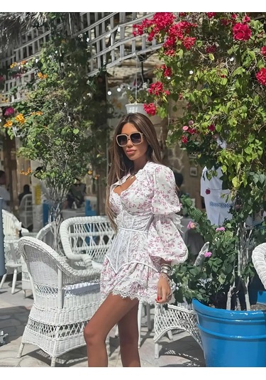 Havens Kendra Dantel Korse Detaylı Elbise BEYAZ