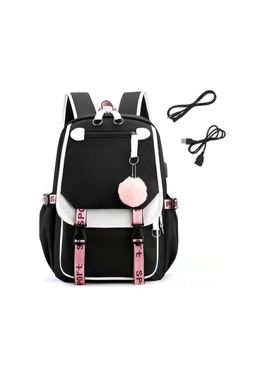 Vkemall Ergen Kız Çanta Okul Çanta 35l 17" Siyah Usb Şarj Ve Kulaklık Girişi Dayanıklı Yumuşak Kumaş Modern Tasarım Siyah Vkemall Ergen Kız Çanta Okul Çanta 35l 17" Siyah Usb Şarj Ve Kulaklık Girişi Dayanıklı Yumuşak Kumaş Modern Tasarım Siyah
