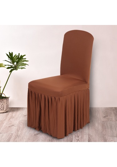 Padalink Pleated Milk Silk Spandex Chair Cover - Elastic, Wrinkle-resistant, Easy To Clean For Weddings, Restaurants, Banquets - Brown Çok Renkli