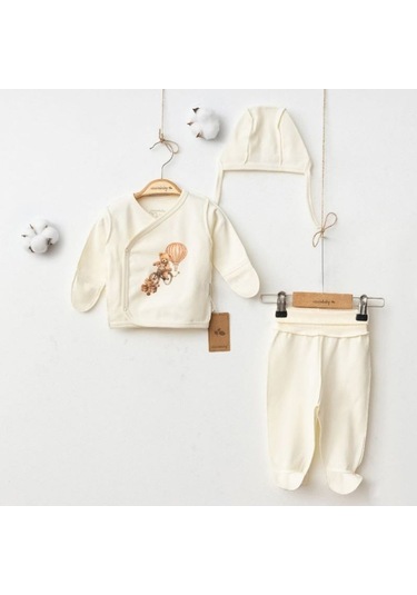 Ciccim Baby Ayıcık Desen 3'lü Takım 5031 Krem