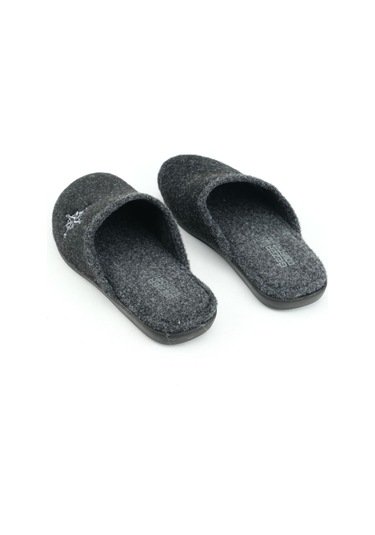 Gezer 15339 Kışlık Erkek Keçe Çıkarılabilir Taban Misafir Ev Bahçe Terlik Siyah