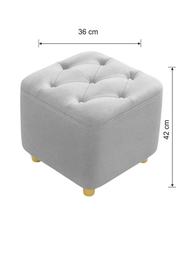 Most Hallow Kapitoneli Kare Puf 22 Gri Kadife Kumaş Evinize Tesl