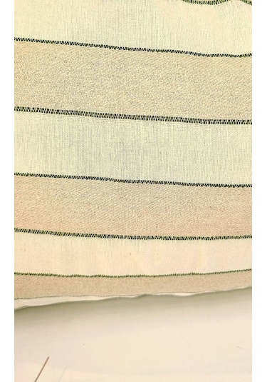 Keten Bohem Fırfırlı Vintage 2'li Dikdörtgen Kırlent Kılıfı Çizgili