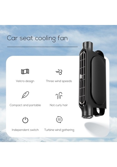 Hallow 3 Rüzgar Hızı İle Usb-Powered Araba Koltuğu Soğutma Vantilatörü Siyah