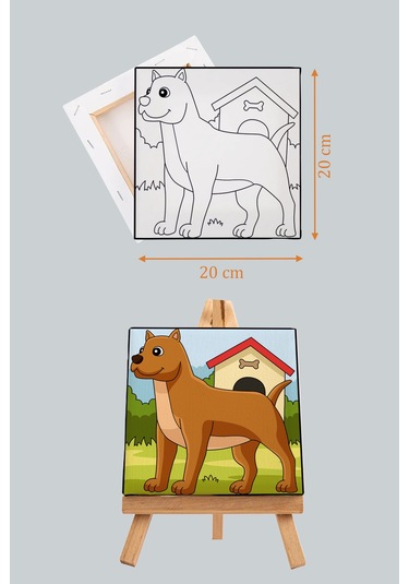 Sevimli Köpek Çocuk Eğitici Tuval Boyama Hobi Seti