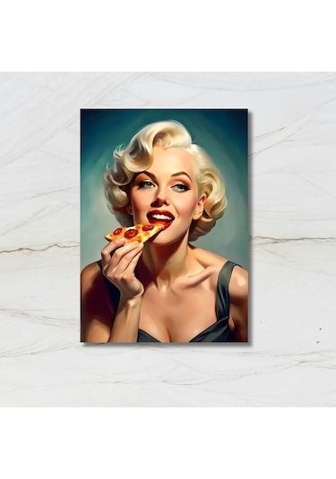 Retro Marilyn Monroe Pizza Poster - 20x28 Cm Duvar Dekoru