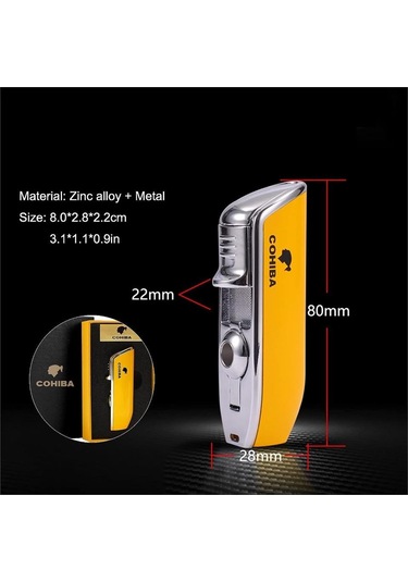 Cohiba Ccm0214 3 Jet Torch Puro Çakmağı Sarı Metal
