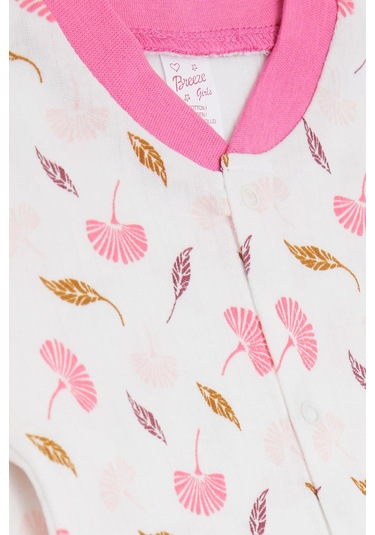 Breeze Kız Bebek Patikli Tulum Çiçek Desenli 0-3 Ay-6 Ay, Ekru-ekru Ekru