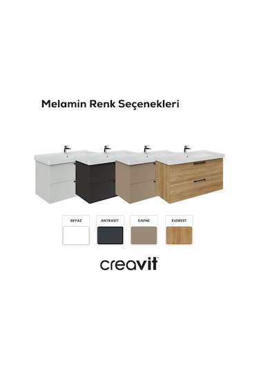 Creavit D20 100 Cm İki Çekmeceli Lavabo Dolabı Everest Melamin Kapak Ahşap