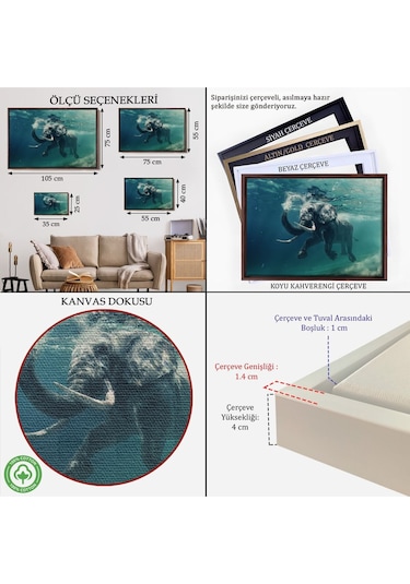 Çerçeveli Yüzen Fil Dekoratif Kanvas Tablo-1128