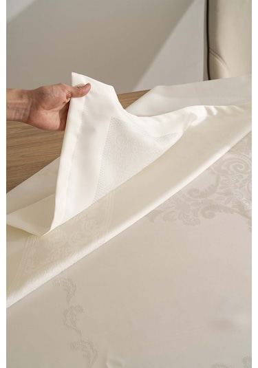 Jumbo Jakar Krem Sıvı İtici Leke Tutmaz Masa Örtüsü 160x220 Cm Krem