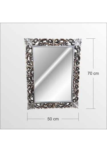 45X60Cm Eskitme Gümüş Işleme Rustik Boy Banyo Duvar Salon Aynası Gümüş