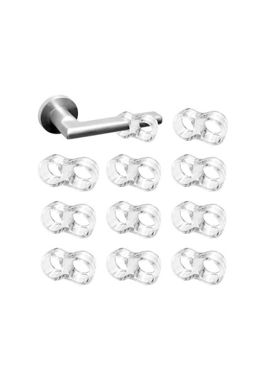 10 Adet Şeffaf Pvc Kapı Kolu Koruyucu - Gürültü Önleyici Duvar Kırışıklık Koruma Padleri