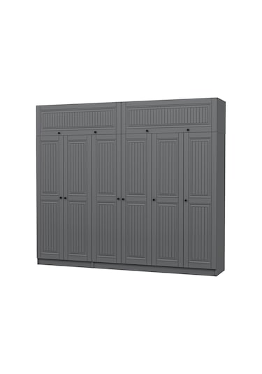 Kale 6 Kapaklı 2 İç Çekmeceli Dolap Ve Yüklük Antrasit Mebran İlkbahar 255cm Antrasit