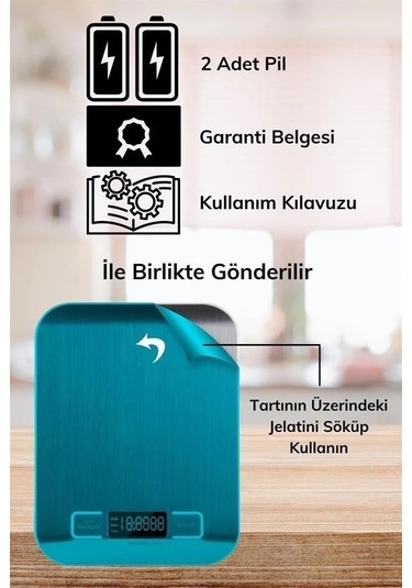 Buffer Tf 1002 Hassas Ölçümlü Maksimum 5 Kg Kapasiteli Led Ekran Platin Dijital Mutfak Tartısı Renk