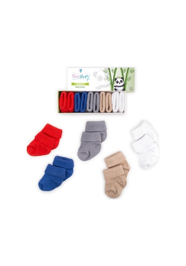 Novibaby 5'li Bambu Yenidoğan Bebek Çorabı I Cold Weather I 0-6 a Çok Renkli