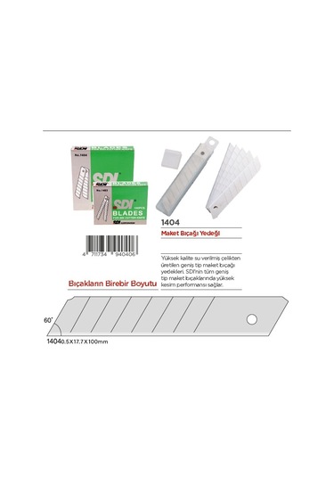 Sdı Maket Bıçağı Yedeği 1404 Geniş Tip 10 Tüp 100 Ad.