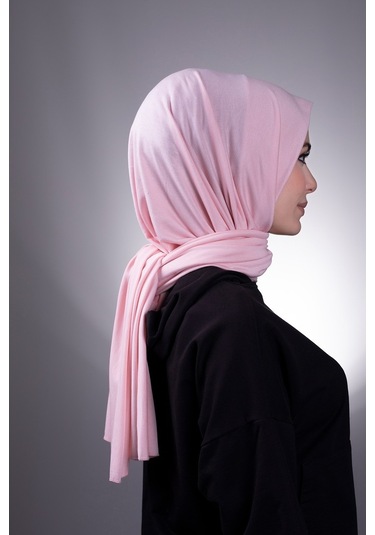 Pudra Düz Klasik Şal Viskon Kumaş Likralı Penye 202101_06 Pudra