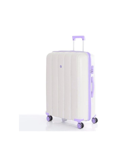 Mçs 3lü Set Kırılmaz Silikon Seyahat Valizi Bavulu V305 Kemik Lila Bej
