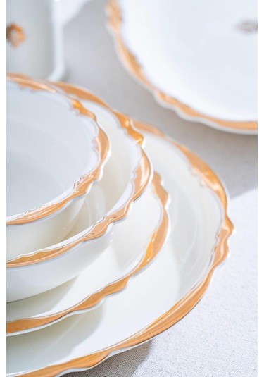 Caroline 12 Kişilik 58 Parça Porselen Yemek Takımı Beyaz